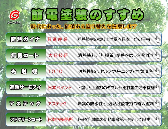 節電効果が期待できる外壁塗装をお奨めしています。断熱ガイナ・光触媒などの詳細について