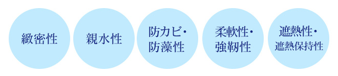 アステックの美壁革命は、緻密性、親水性、防カビ・防藻性、柔軟性・強靭性、遮熱性・遮熱保持性という特徴があります