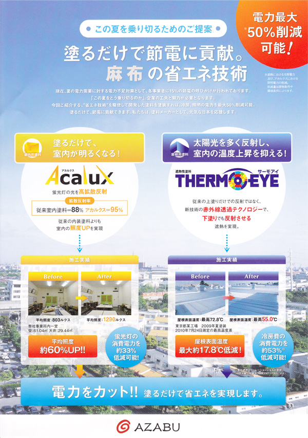 塗るだけで節電に貢献、麻布のご提案