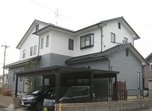 北名古屋市Ｙ様邸、外壁をモノトーンで塗替え後の外観全景写真