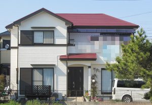 愛知県安城市Ｔ様、外壁屋根塗替え工事、施工前全景画像