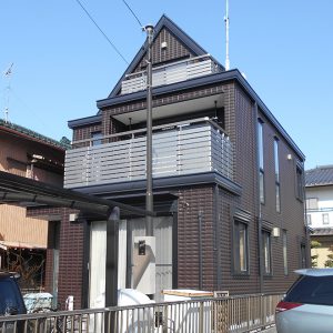 尾張旭市Ｂ様邸、外壁屋根塗替え工事、施工後、全景画像