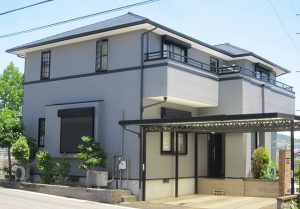 春日井市Ｓ様邸、外壁屋根塗替え工事、施工後、全景画像