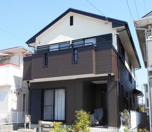 春日井市Ｙ様邸、外壁屋根塗替え工事、施工後、全景画像